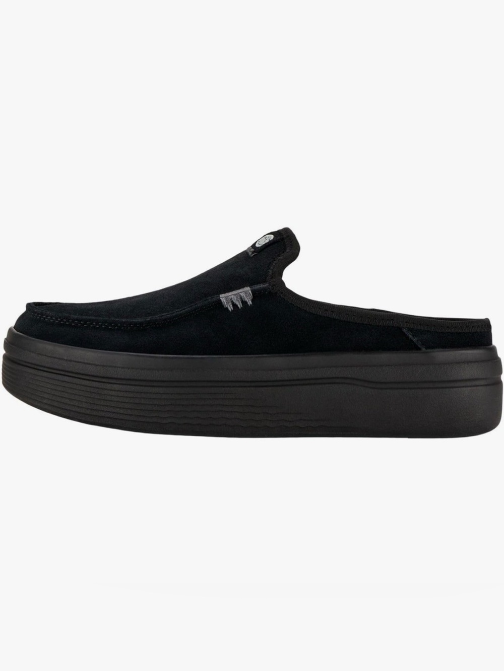 HEYDUDE Unisex Austin Lift Black Suede Platform Slip Ons Size 9